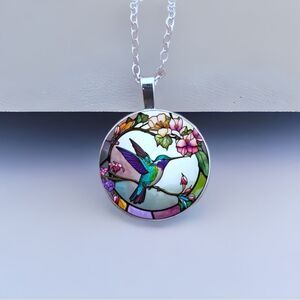 Hummingbird Pendant and Sterling Silver Overlay Chain Necklace